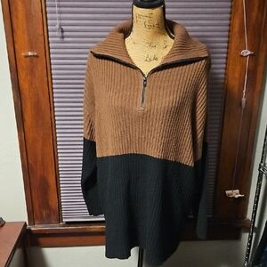 Brown and Black Ribbed Sweater
